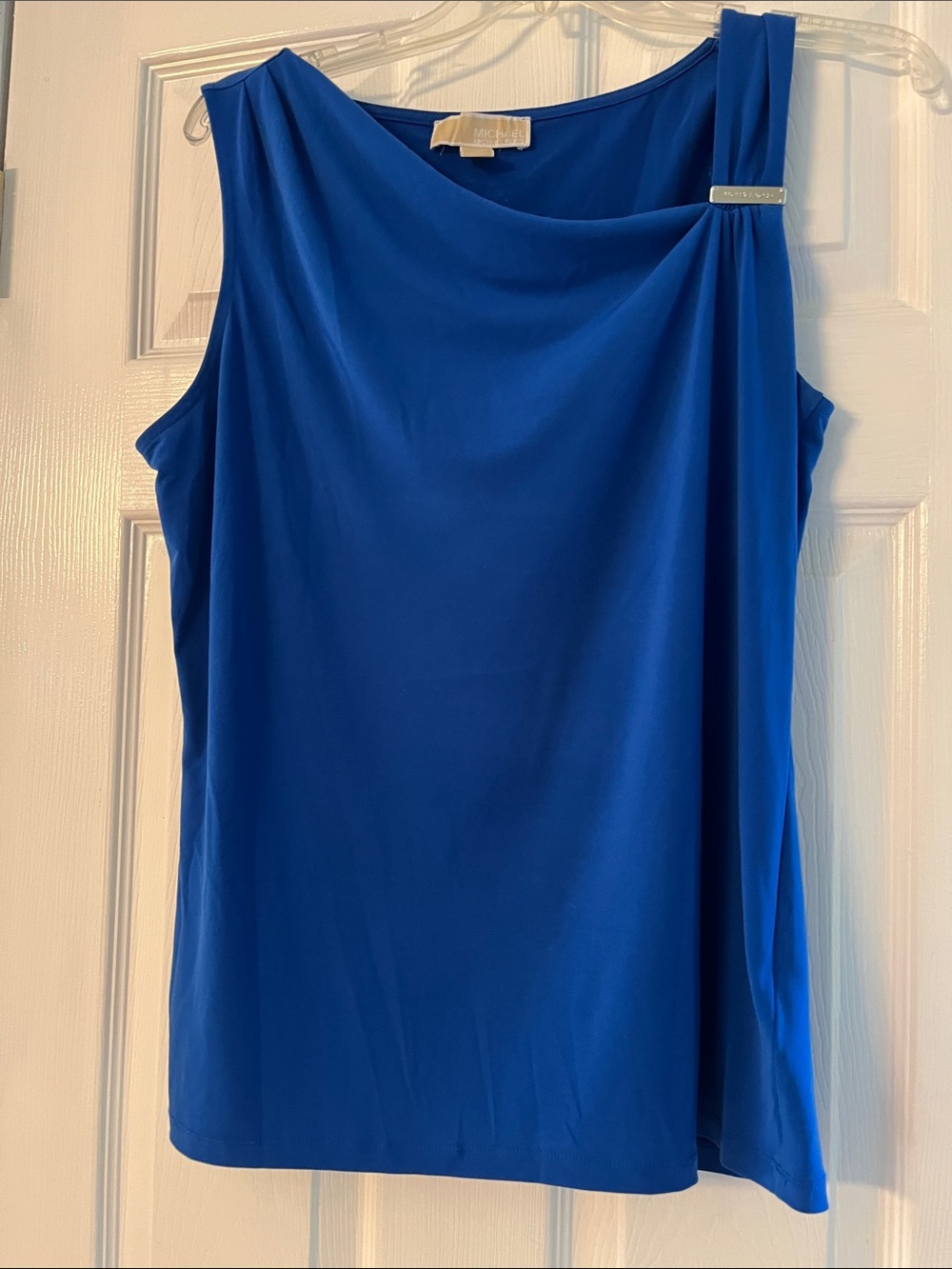 Michael Kors Women's Blue Sleeveless Drape Neck Top